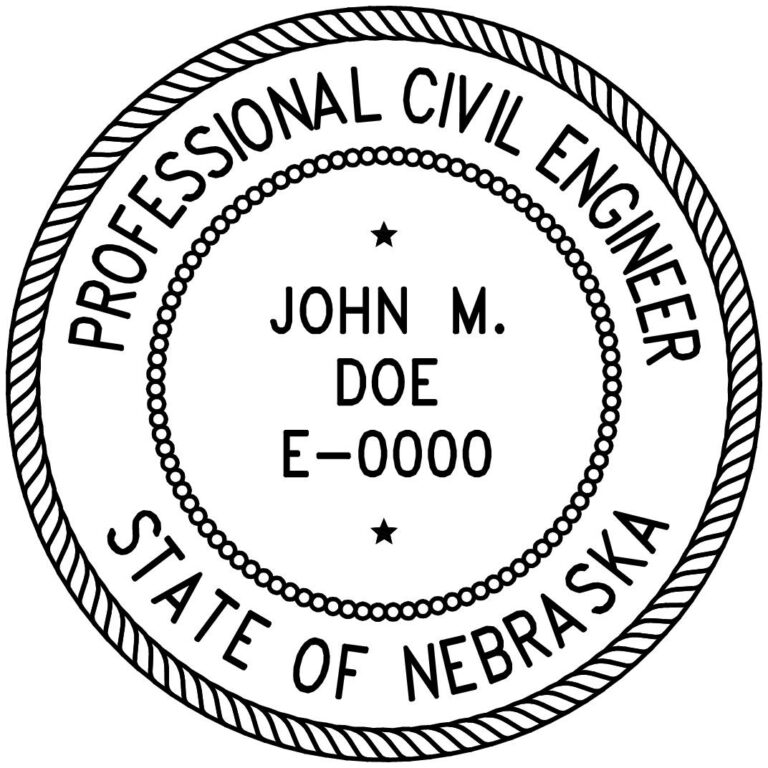 Nebraska Professional Engineer Stamp PE Stamps
