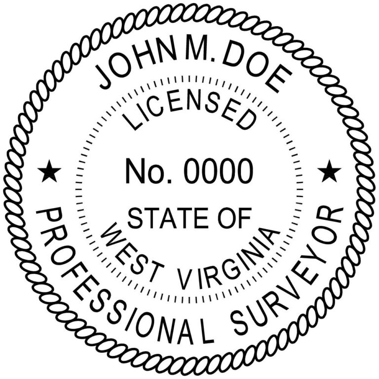 West Virginia Surveyor Stamp PE Stamps