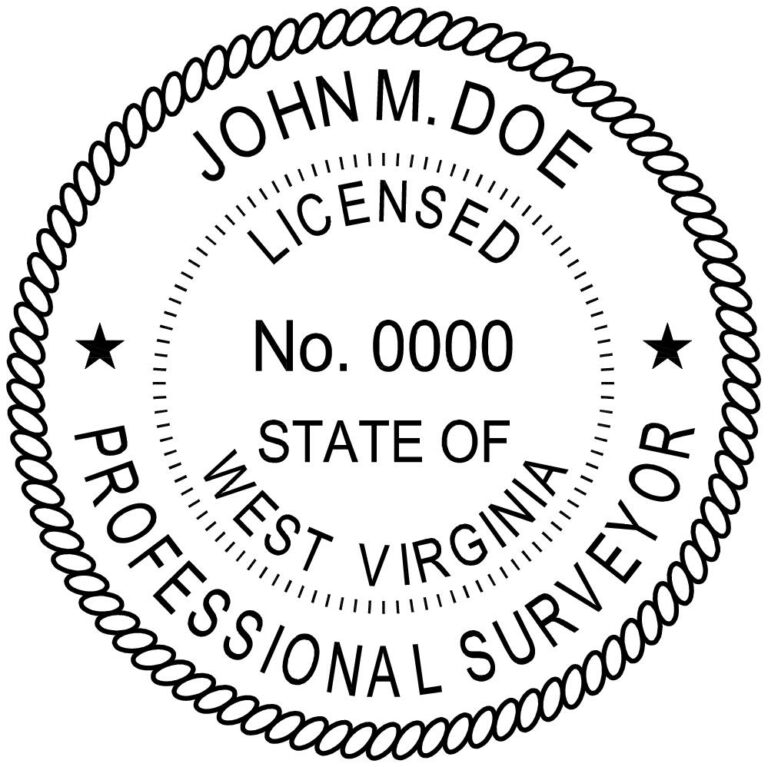 West Virginia Surveyor Stamp PE Stamps