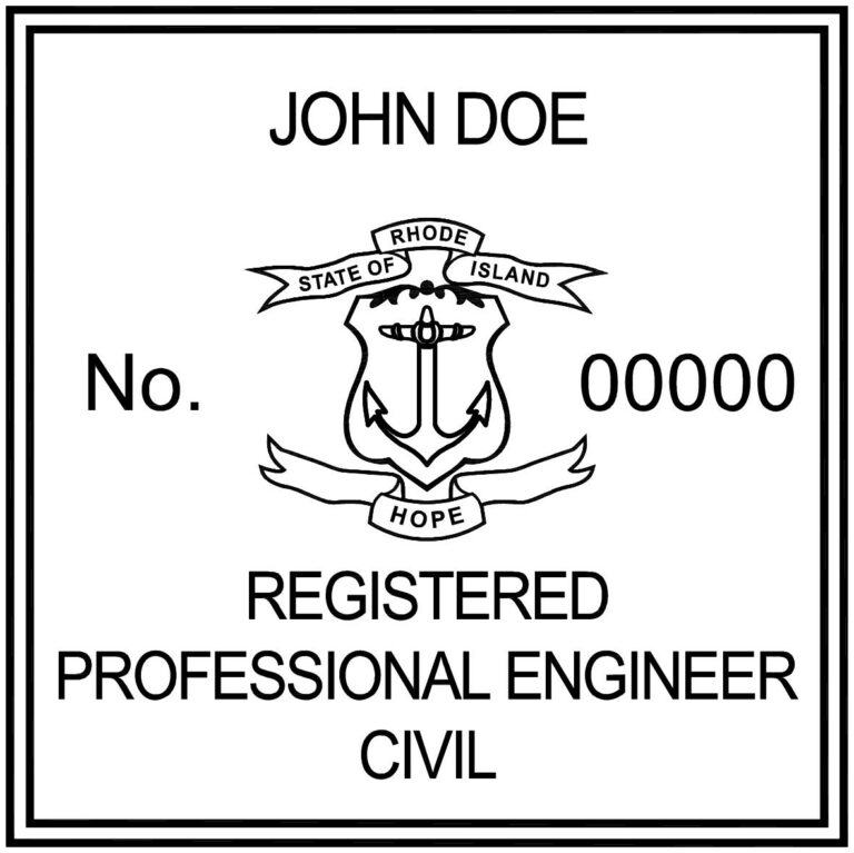 Rhode Island Professional Engineer Stamp PE Stamps