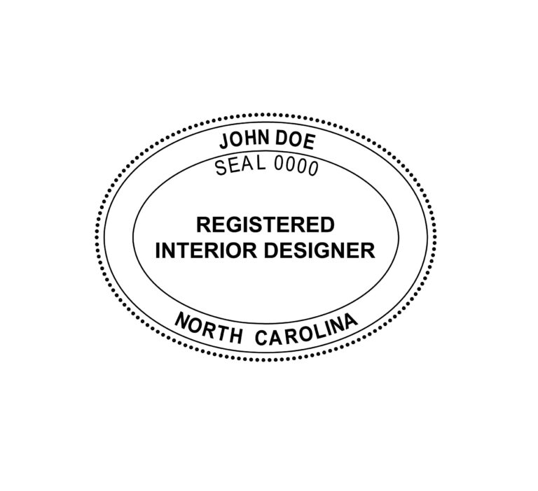 North Carolina Interior Designer Stamp PE Stamps