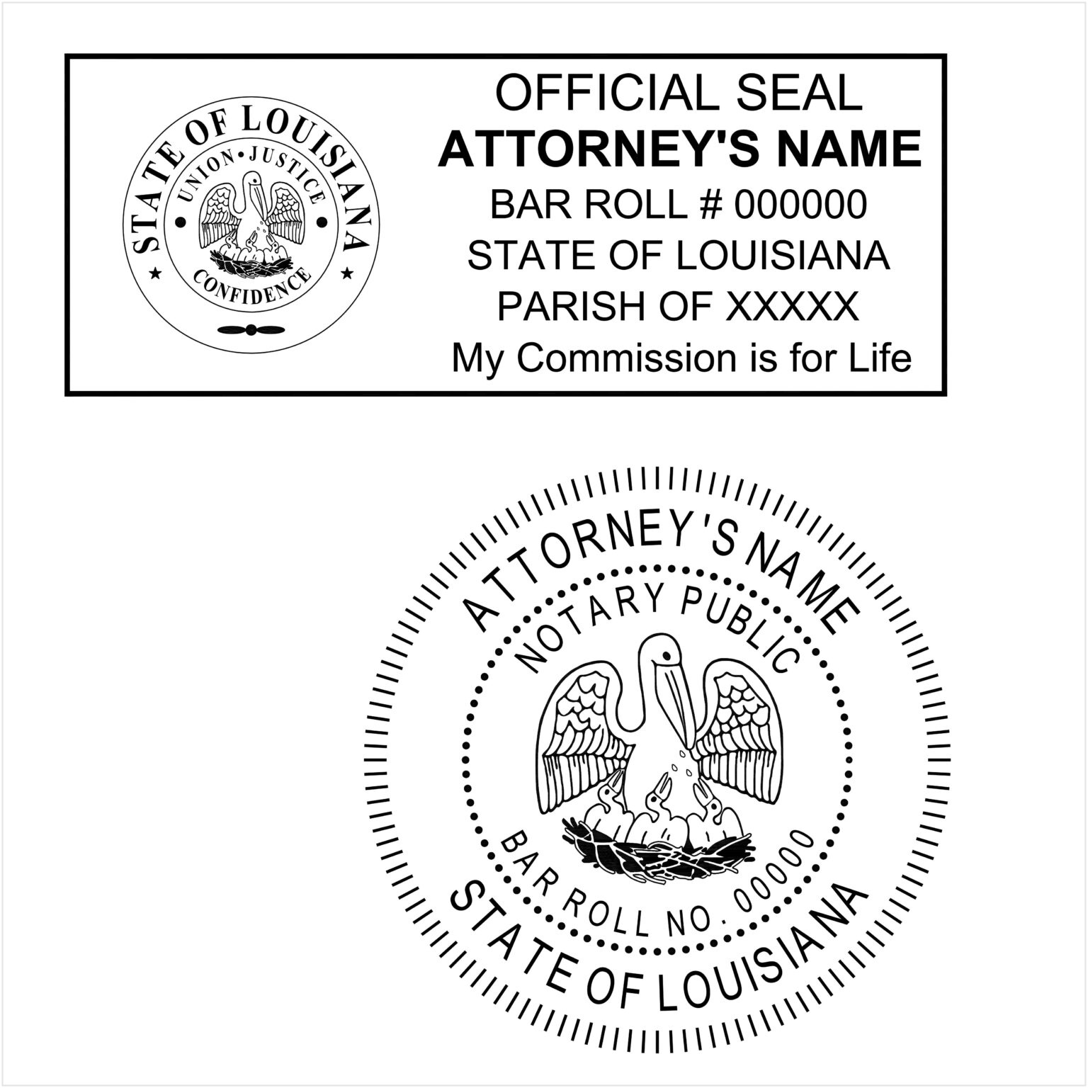 Louisiana Notary PE Stamps