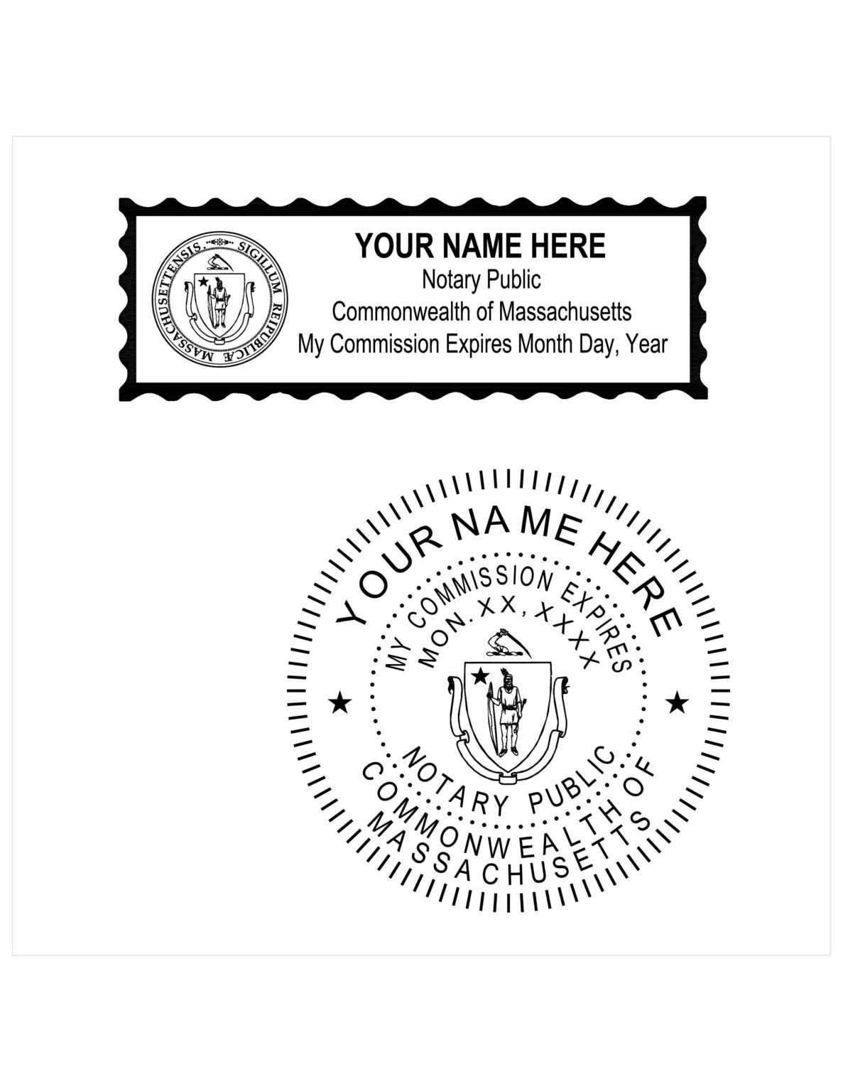Massachusetts Notary PE Stamps