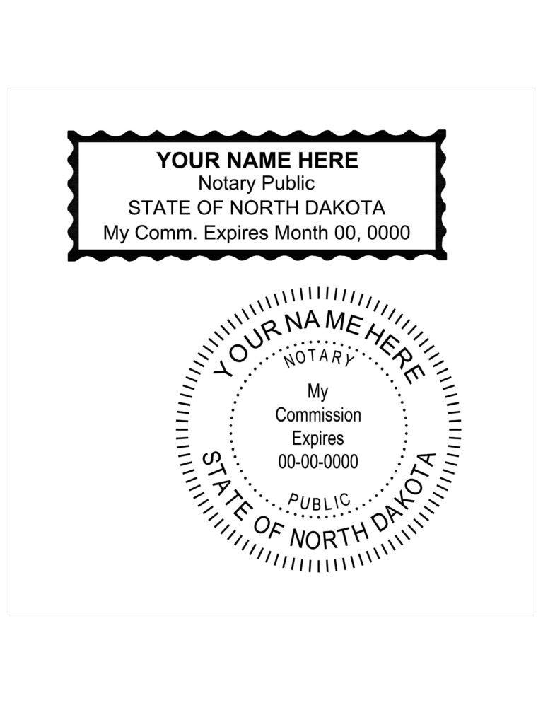 North Dakota Notary PE Stamps